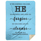 Typography Premium Sherpa Mink Blanket - He Is Faithful And Just To Forgive ~1 John 1:9~