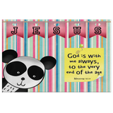 Hope Inspiring Nursery & Kids Bedroom Framed Canvas Wall Art - God Is With Me Always ~Matthew 28:20~ (Design: Panda 1)