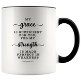 Typography Dishwasher Safe Accent Mugs - Strength Made Perfect ~2 Corinthians 12:9~