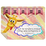 Hope Inspiring Kids Snuggly Blanket - Christ Strengthens Me ~Philippians 4:13~ (Design: Giraffe 1)