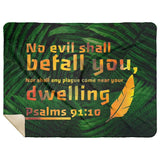 Bible Verses Premium Mink Sherpa Blanket - No Evil Shall Befall You ~Psalm 91:10~ Design 9