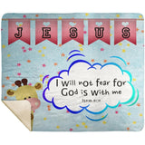 Hope Inspiring Kids Snuggly Blanket - God Is With Me ~Isaiah 41:10~ (Design: Giraffe 2)