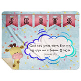 Hope Inspiring Kids Snuggly Blanket - God Has Great Plans For Me ~Jeremiah 29:11~ (Design: Giraffe 2)