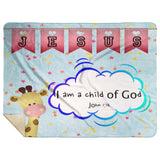 Hope Inspiring Kids Snuggly Blanket - I Am A Child Of God ~John 1:12~ (Design: Giraffe 2)
