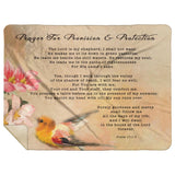 Bible Verses Premium Mink Sherpa Blanket - Prayer for Provision & Protection ~Psalm 23:1-6~ (Design: Bird 1)
