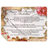 Bible Verses Premium Mink Sherpa Blanket - Prayer for Provision & Protection ~Psalm 23:1-6~ (Design: Flower Frame 2)