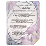 Bible Verses Premium Mink Sherpa Blanket - Prayer for Provision & Protection ~Psalm 23:1-6~ (Design: Flower Frame 3)