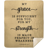 Typography Premium Sherpa Mink Blanket - Strength Made Perfect ~2 Corinthians 12:9~
