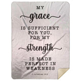 Typography Premium Sherpa Mink Blanket - Strength Made Perfect ~2 Corinthians 12:9~