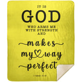 Typography Premium Sherpa Mink Blanket - God Is My Strength & Power ~2 Samuel 22:33~