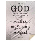 Typography Premium Sherpa Mink Blanket - God Is My Strength & Power ~2 Samuel 22:33~