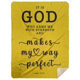 Typography Premium Sherpa Mink Blanket - God Is My Strength & Power ~2 Samuel 22:33~