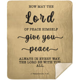 Typography Premium Sherpa Mink Blanket - The Lord Gives Peace ~2 Thessalonians 3:16~
