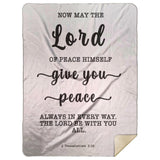 Typography Premium Sherpa Mink Blanket - The Lord Gives Peace ~2 Thessalonians 3:16~