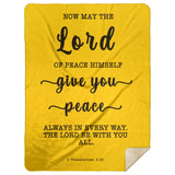Typography Premium Sherpa Mink Blanket - The Lord Gives Peace ~2 Thessalonians 3:16~