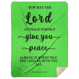 Typography Premium Sherpa Mink Blanket - The Lord Gives Peace ~2 Thessalonians 3:16~