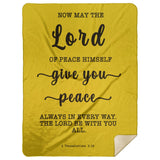 Typography Premium Sherpa Mink Blanket - The Lord Gives Peace ~2 Thessalonians 3:16~
