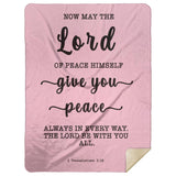Typography Premium Sherpa Mink Blanket - The Lord Gives Peace ~2 Thessalonians 3:16~