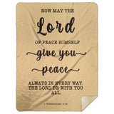 Typography Premium Sherpa Mink Blanket - The Lord Gives Peace ~2 Thessalonians 3:16~