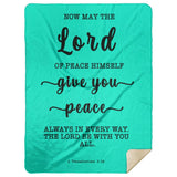 Typography Premium Sherpa Mink Blanket - The Lord Gives Peace ~2 Thessalonians 3:16~