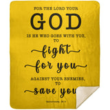 Typography Premium Sherpa Mink Blanket - The Lord My God Saves Me ~Deuteronomy 20:4~