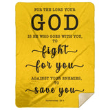 Typography Premium Sherpa Mink Blanket - The Lord My God Saves Me ~Deuteronomy 20:4~