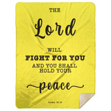 Typography Premium Sherpa Mink Blanket - The Lord Will Fight For You ~Exodus 14:14~