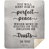 Typography Premium Sherpa Mink Blanket - You Keep Him In Perfect Peace ~Isaiah 26:3~