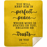 Typography Premium Sherpa Mink Blanket - You Keep Him In Perfect Peace ~Isaiah 26:3~
