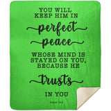 Typography Premium Sherpa Mink Blanket - You Keep Him In Perfect Peace ~Isaiah 26:3~