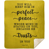 Typography Premium Sherpa Mink Blanket - You Keep Him In Perfect Peace ~Isaiah 26:3~