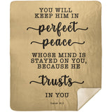 Typography Premium Sherpa Mink Blanket - You Keep Him In Perfect Peace ~Isaiah 26:3~
