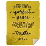 Typography Premium Sherpa Mink Blanket - You Keep Him In Perfect Peace ~Isaiah 26:3~