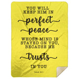 Typography Premium Sherpa Mink Blanket - You Keep Him In Perfect Peace ~Isaiah 26:3~