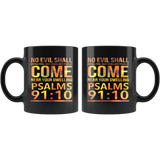 Bible Verses Dishwasher Safe Black Mugs - Psalm 91:10 Design 2