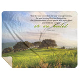 Bible Verses Premium Sherpa Mink Blanket - With His Stripes, We Are Healed ~Isaiah 53:5~