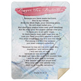 Bible Verses Premium Mink Sherpa Blanket - Prayer for Protection ~Psalm 91:9-16~ (Design: Dreamy 2)