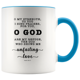 Typography Dishwasher Safe Accent Mugs - God Is My Defense, My God Of Mercy ~Psalm 59:17~