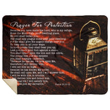 Bible Verses Premium Mink Sherpa Blanket - Prayer for Protection ~Psalm 91:9-16~ (Design: Lamp 2)