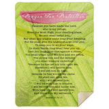 Bible Verses Premium Mink Sherpa Blanket - Prayer for Protection ~Psalm 91:9-16~ (Design: Leaf 1)