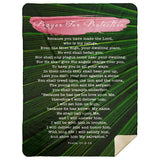 Bible Verses Premium Mink Sherpa Blanket - Prayer for Protection ~Psalm 91:9-16~ (Design: Leaf 2)