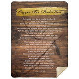 Bible Verses Premium Mink Sherpa Blanket - Prayer for Protection ~Psalm 91:9-16~ (Design: Wood 2)