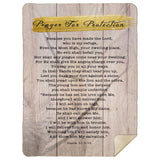 Bible Verses Premium Mink Sherpa Blanket - Prayer for Protection ~Psalm 91:9-16~ (Design: Wood 3)