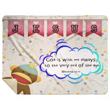 Hope Inspiring Kids Snuggly Blanket - God Is With Me Always ~Matthew 28:20~ (Design: Monkey)