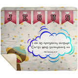 Hope Inspiring Kids Snuggly Blanket - Christ Strengthens Me ~Philippians 4:13~ (Design: Monkey)