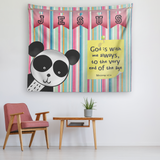 Uplifting Nursery & Kids Room Tapestry - God Is With Me Always ~Matthew 28:20~ (Design: Panda1)