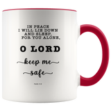 Typography Dishwasher Safe Accent Mugs - Lord Make Me Dwell In Safety ~Psalm 4:8~