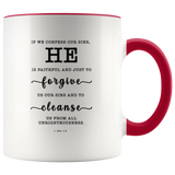 Typography Dishwasher Safe Accent Mugs - He Is Faithful And Just To Forgive ~1 John 1:9~