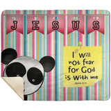 Hope Inspiring Kids Snuggly Blanket - God Is With Me ~Isaiah 41:10~ (Design: Panda 1)