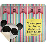 Hope Inspiring Kids Snuggly Blanket - God Has Great Plans For Me ~Jeremiah 29:11~ (Design: Panda 1)